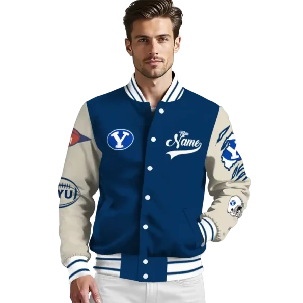 custom byu cougars wildcat pawprint blue nude varsity jacket high quality.webp