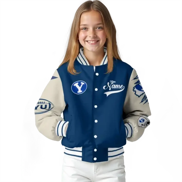 custom byu cougars wildcat pawprint blue nude varsity jacket top rated.webp