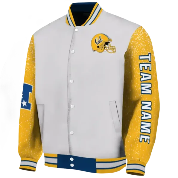 custom california golden bears speckled arms blue gray varsity jacket best selling