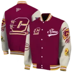 custom central michigan chippewas wildcat pawprint maroon nude varsity jacket best selling.webp