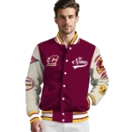 custom central michigan chippewas wildcat pawprint maroon nude varsity jacket best selling.webp