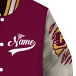 custom central michigan chippewas wildcat pawprint maroon nude varsity jacket best selling.webp