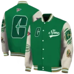 custom charlotte 49ers wildcat pawprint green nude varsity jacket best selling.webp