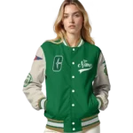 custom charlotte 49ers wildcat pawprint green nude varsity jacket best selling.webp