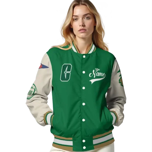 custom charlotte 49ers wildcat pawprint green nude varsity jacket latest model.webp