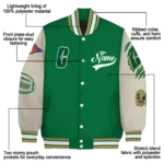 custom charlotte 49ers wildcat pawprint green nude varsity jacket best selling.webp