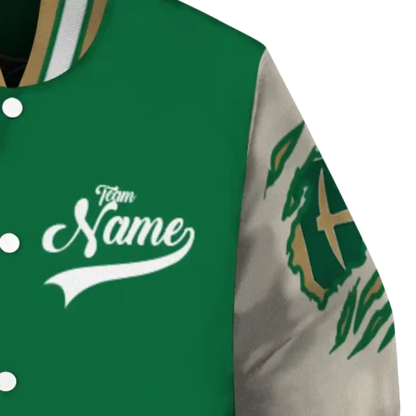 custom charlotte 49ers wildcat pawprint green nude varsity jacket premium grade.webp