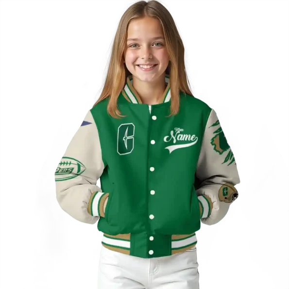 custom charlotte 49ers wildcat pawprint green nude varsity jacket top rated.webp