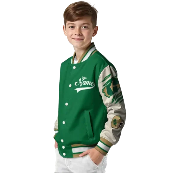 custom charlotte 49ers wildcat pawprint green nude varsity jacket trendy.webp