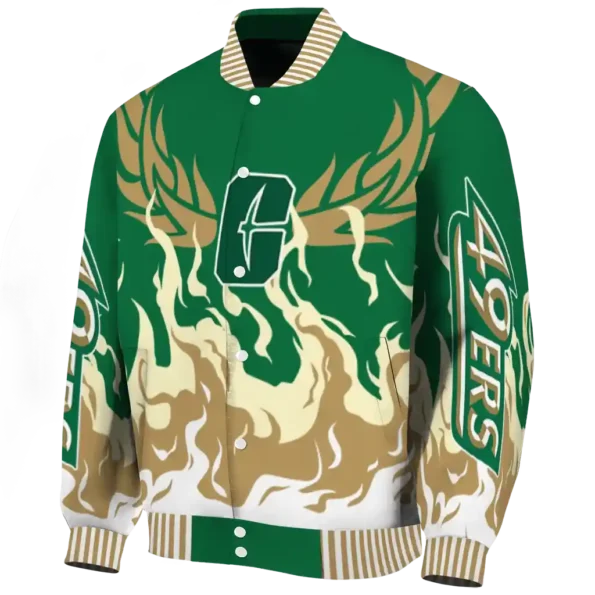 custom charlotte 49ers winged blaze green white varsity jacket best selling