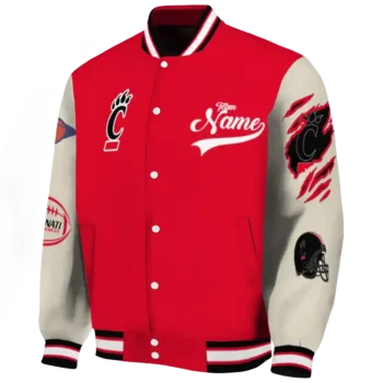 custom cincinnati bearcats wildcat pawprint red nude varsity jacket best selling.webp
