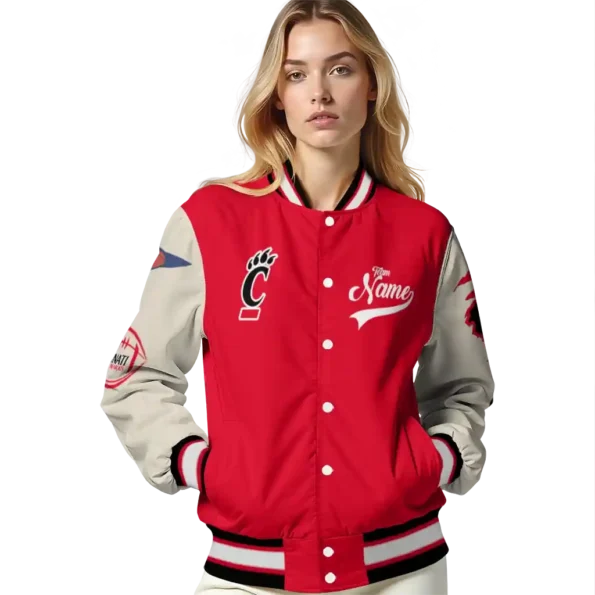 custom cincinnati bearcats wildcat pawprint red nude varsity jacket latest model.webp