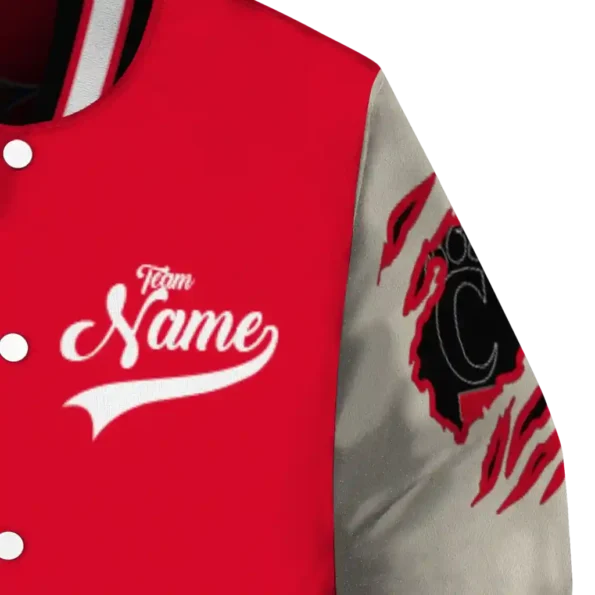 custom cincinnati bearcats wildcat pawprint red nude varsity jacket premium grade.webp