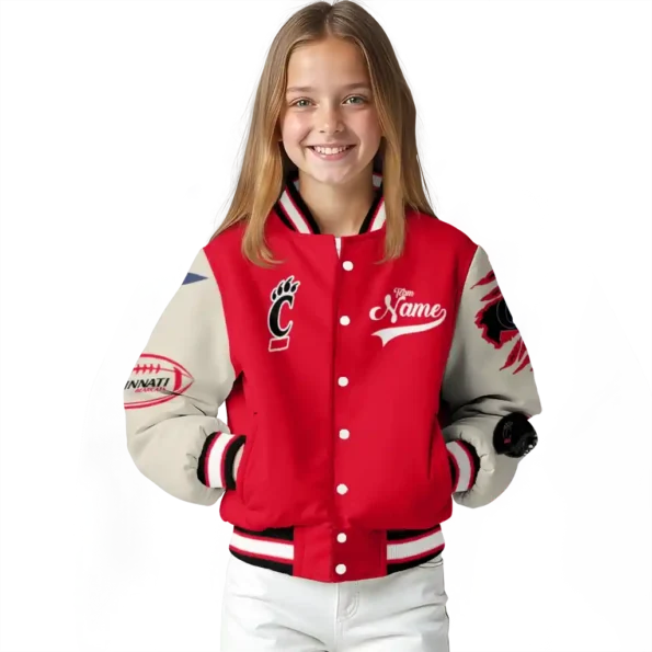 custom cincinnati bearcats wildcat pawprint red nude varsity jacket top rated.webp