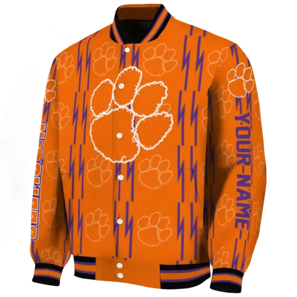 custom clemson tigers bolt stripe orange varsity jacket best selling