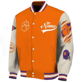 custom clemson tigers wildcat pawprint orange nude varsity jacket best selling.webp