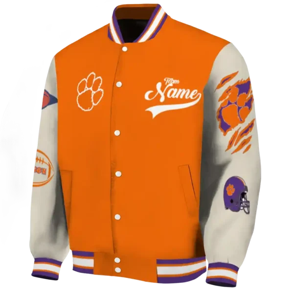 custom clemson tigers wildcat pawprint orange nude varsity jacket best selling.webp
