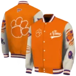 custom clemson tigers wildcat pawprint orange nude varsity jacket best selling.webp