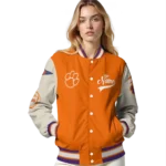 custom clemson tigers wildcat pawprint orange nude varsity jacket best selling.webp
