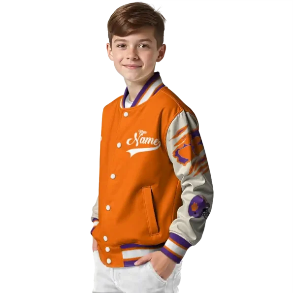custom clemson tigers wildcat pawprint orange nude varsity jacket trendy.webp