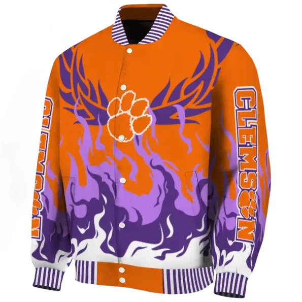 custom clemson tigers winged blaze orange white varsity jacket best selling