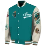 custom coastal carolina chanticleers wildcat pawprint green nude varsity jacket best selling.webp