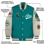 custom coastal carolina chanticleers wildcat pawprint green nude varsity jacket best selling.webp