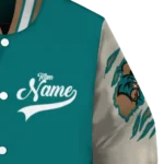 custom coastal carolina chanticleers wildcat pawprint green nude varsity jacket best selling.webp