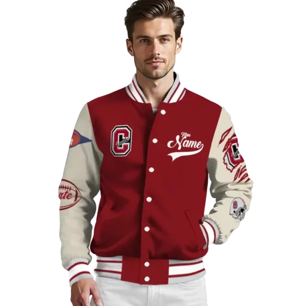 custom colgate raiders wildcat pawprint maroon nude varsity jacket high quality.webp