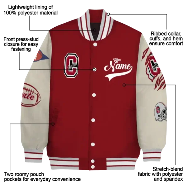 custom colgate raiders wildcat pawprint maroon nude varsity jacket new arrival.webp