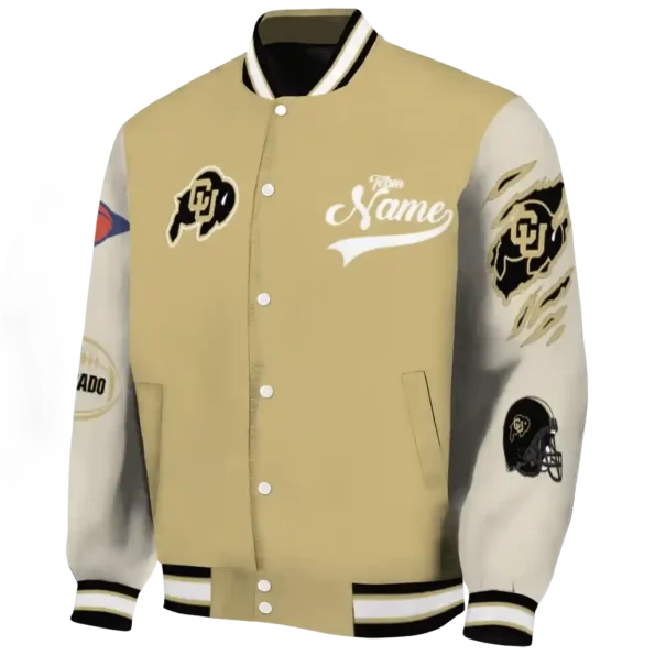 custom colorado buffaloes wildcat pawprint gold nude varsity jacket best selling.webp