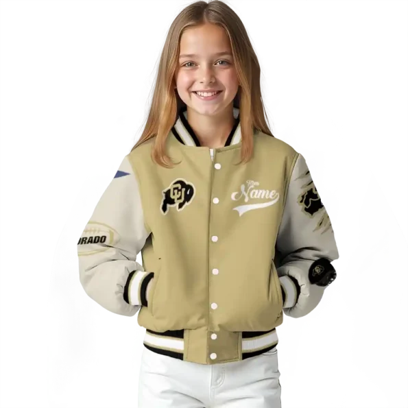 custom colorado buffaloes wildcat pawprint gold nude varsity jacket top rated.webp