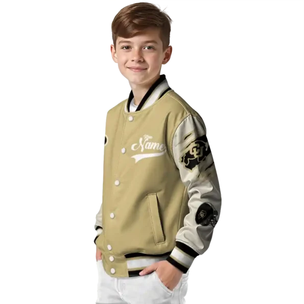 custom colorado buffaloes wildcat pawprint gold nude varsity jacket trendy.webp