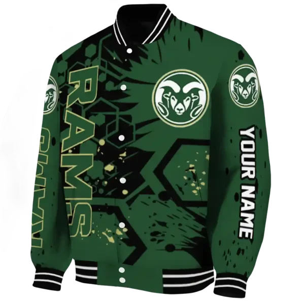 custom colorado state rams hexagon cluster green black varsity jacket best selling