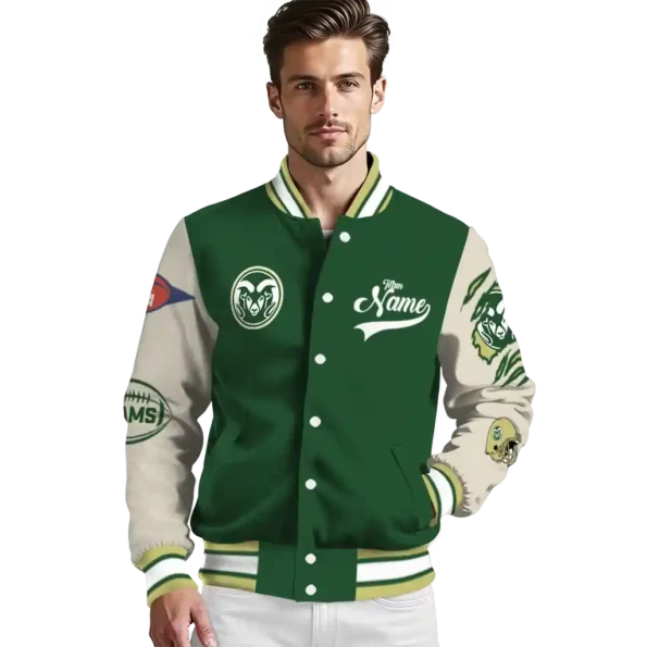 custom colorado state rams wildcat pawprint green nude varsity jacket high quality.webp