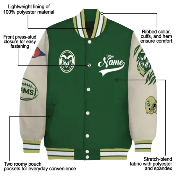 custom colorado state rams wildcat pawprint green nude varsity jacket new arrival.webp