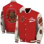 custom cornell big red wildcat pawprint red nude varsity jacket best selling.webp