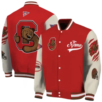 custom cornell big red wildcat pawprint red nude varsity jacket fashion forward.webp