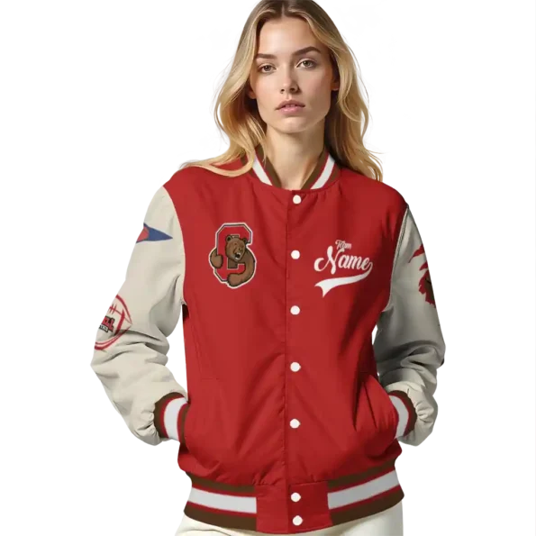 custom cornell big red wildcat pawprint red nude varsity jacket latest model.webp
