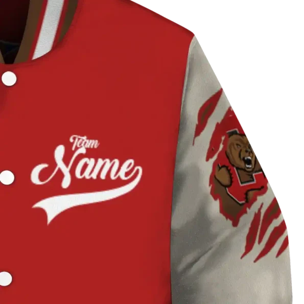 custom cornell big red wildcat pawprint red nude varsity jacket premium grade.webp