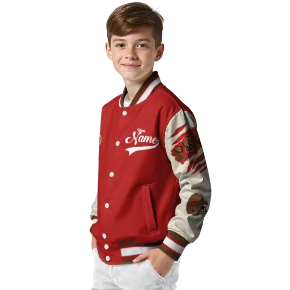 custom cornell big red wildcat pawprint red nude varsity jacket trendy.webp