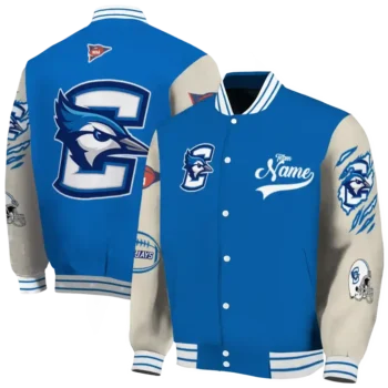 custom creighton bluejays wildcat pawprint blue nude varsity jacket fashion forward.webp