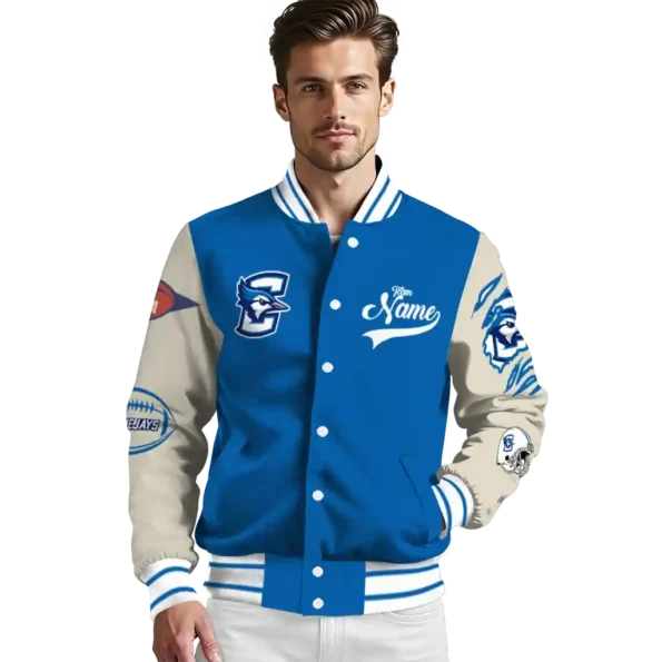 custom creighton bluejays wildcat pawprint blue nude varsity jacket high quality.webp