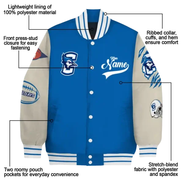 custom creighton bluejays wildcat pawprint blue nude varsity jacket new arrival.webp
