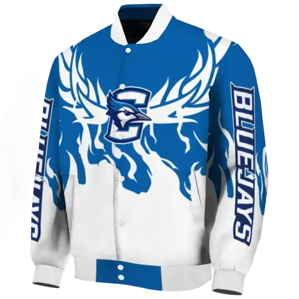 custom creighton bluejays winged blaze blue white varsity jacket best selling