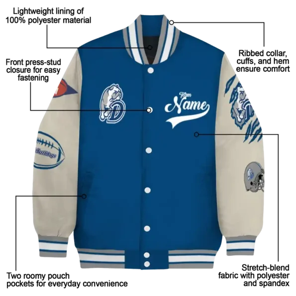 custom drake bulldogs wildcat pawprint blue nude varsity jacket new arrival.webp