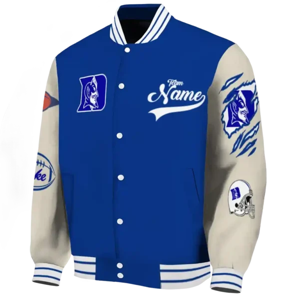 custom duke blue devils wildcat pawprint blue nude varsity jacket best selling.webp