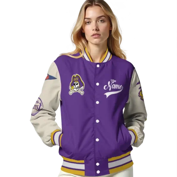 custom east carolina pirates wildcat pawprint purple nude varsity jacket latest model.webp