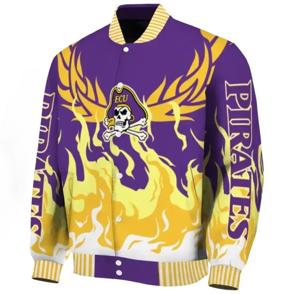 custom east carolina pirates winged blaze purple white varsity jacket best selling