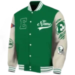 custom eastern michigan eagles wildcat pawprint green nude varsity jacket best selling.webp